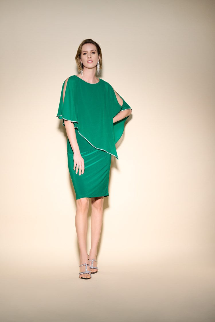 Layered Dress With Cape Overlay In True Emerald 223762