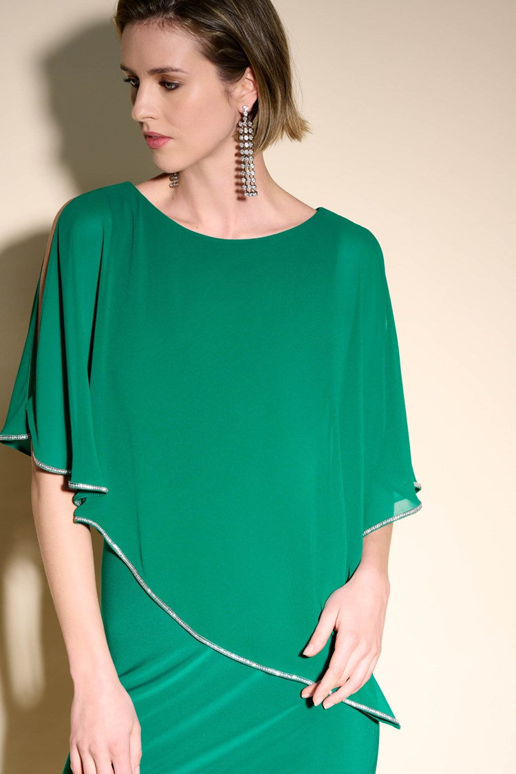 Layered Dress With Cape Overlay In True Emerald 223762