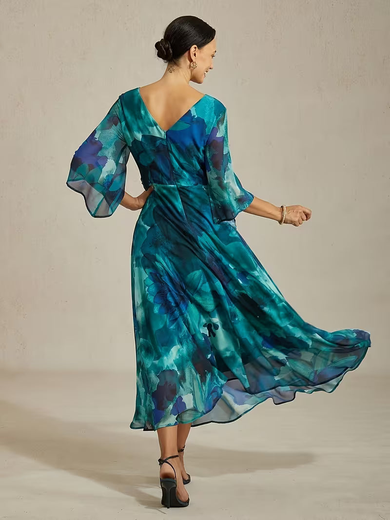 Abstract Green Print Dress