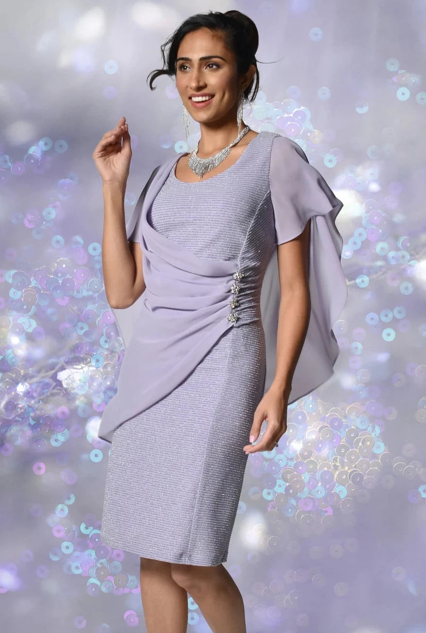 Lavender Chiffon Shawl Dress 228162 - After Hours Boutique