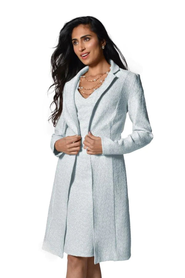 Brocade Coat in Powder Blue 228233 - After Hours Boutique