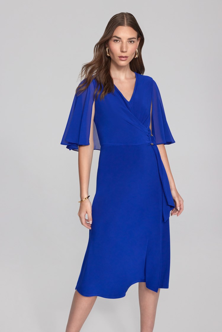 Silky Knit Fit And Flare Dress in Royal Sapphire 231757