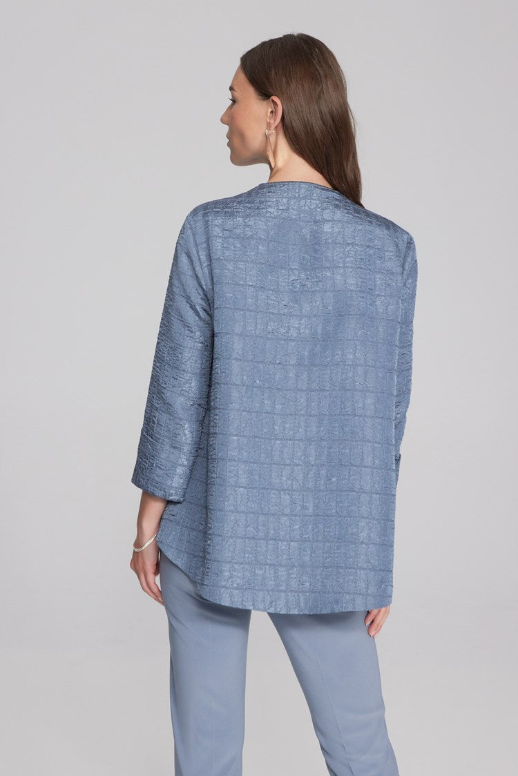 Textured Woven Jacquard Swing Jacket in Serenity Blue 233792S24