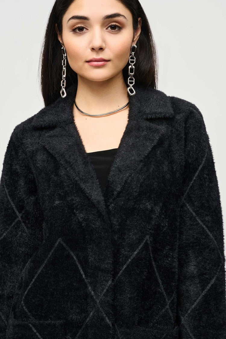 Notched Collar Coat in Black 233951F24-CLEARANCE