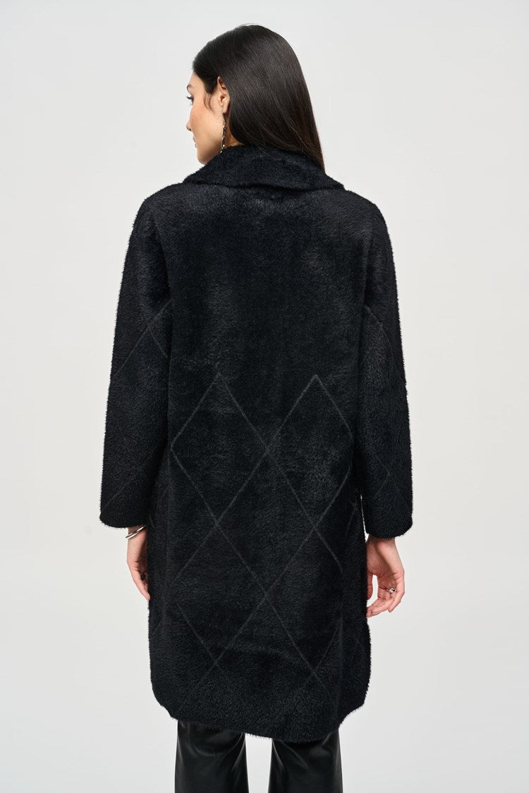 Notched Collar Coat in Black 233951F24-CLEARANCE