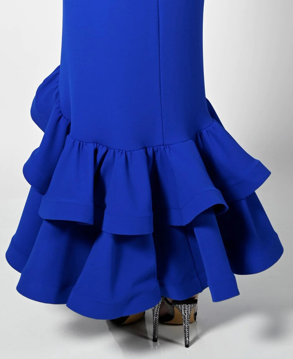 Double Ruffle Hem Dress in Royal Blue 238120