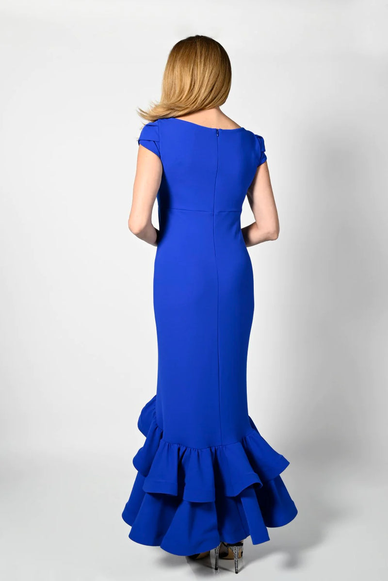 Double Ruffle Hem Dress in Royal Blue 238120