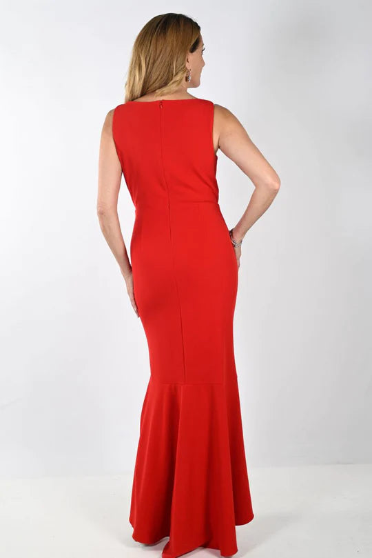 Ruby Red Ruffled Wrap Dress 239146