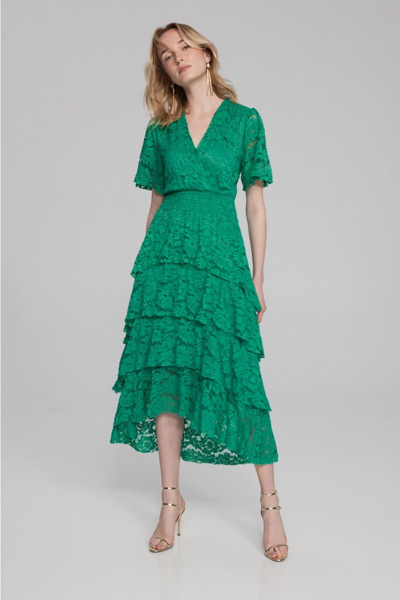 Lace Ruffle A-Line Dress 241559