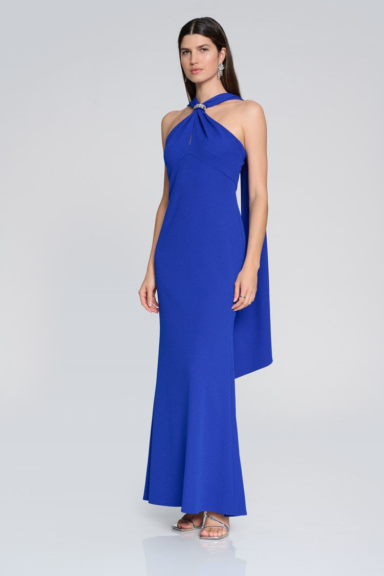 Scuba Crepe Trumpet Gown With Rhinestone Detail  In Royal Sapphire 241786