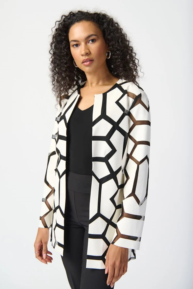 Laser-Cut Leatherette On Mesh Jacket 241905