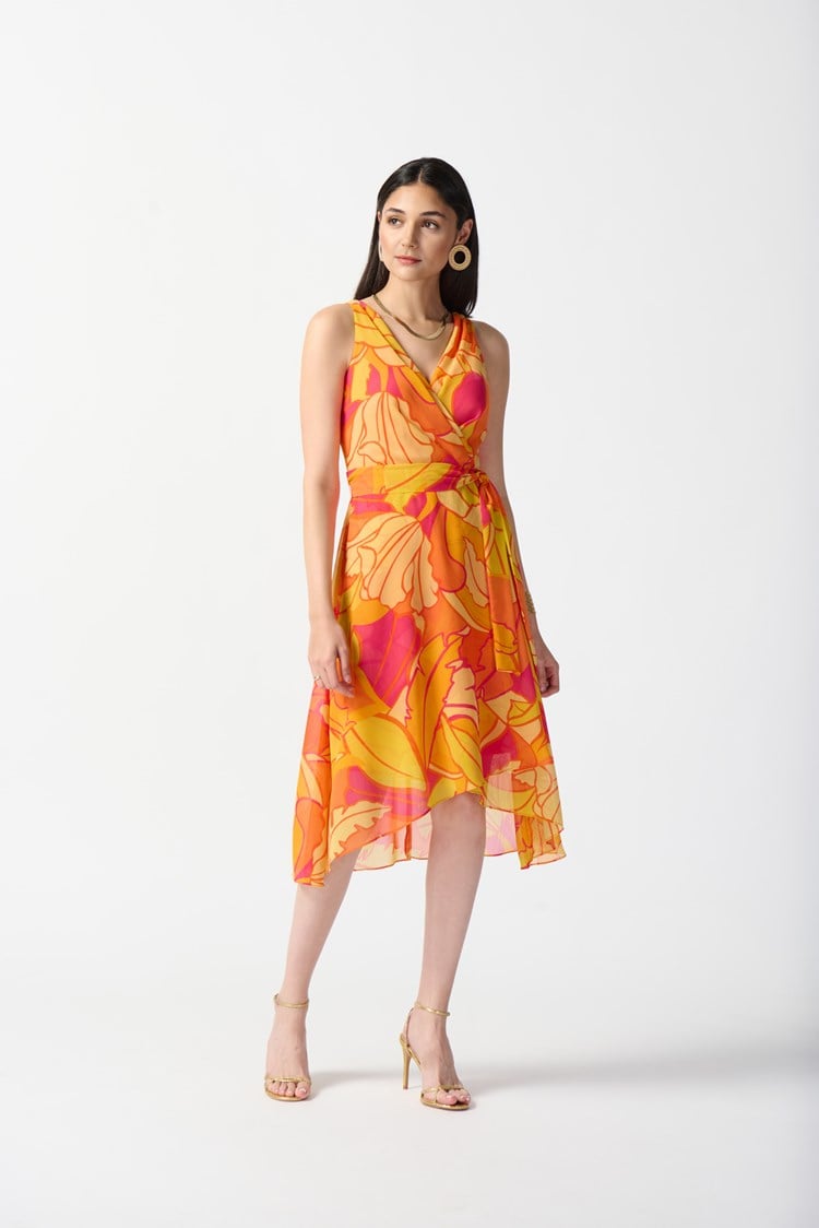 Chiffon Tropical Print Fit and Flare Dress 242015