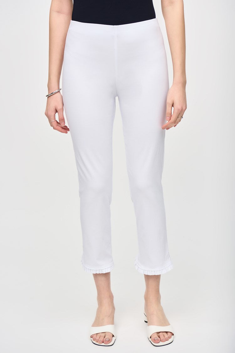 Millennium Crop Pants With Ruffles in White 242145