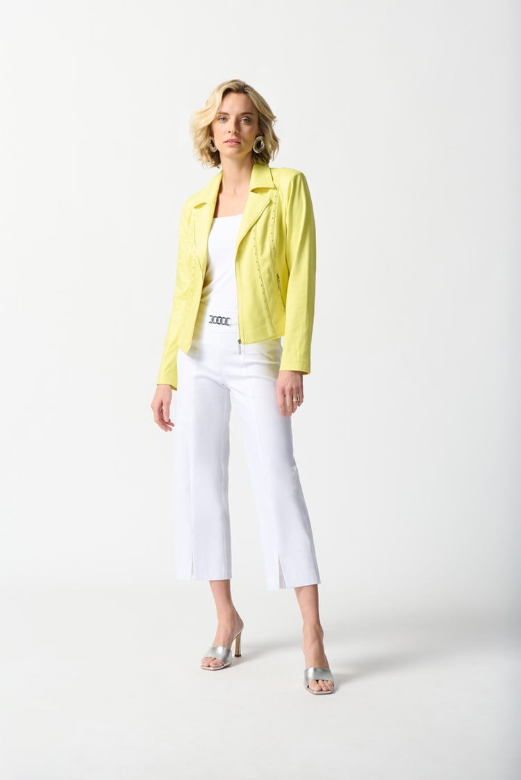 Foiled Suede Fitted Jacket in Yellow 242908