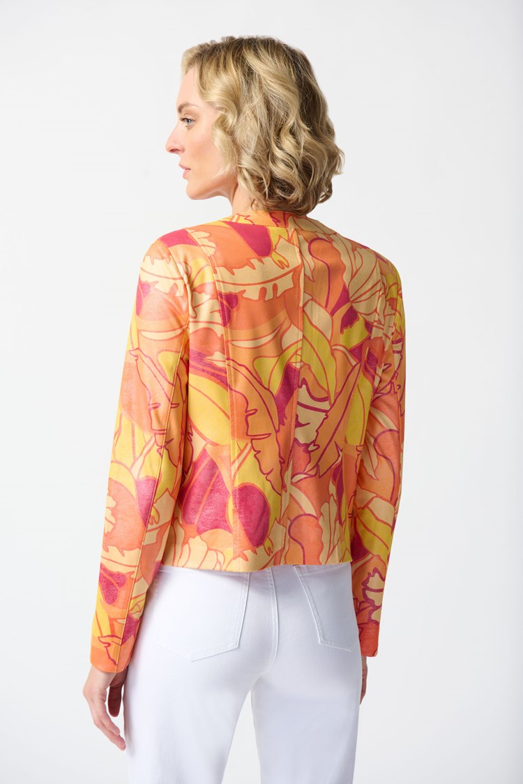 Foiled Suede Floral Print Fitted Jacket 242916