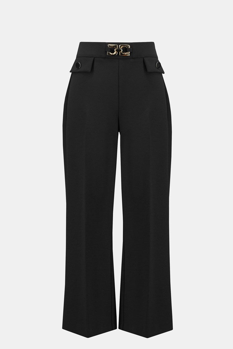 Scuba Crepe Wide-Leg Pull-On Cropped Pants 243055