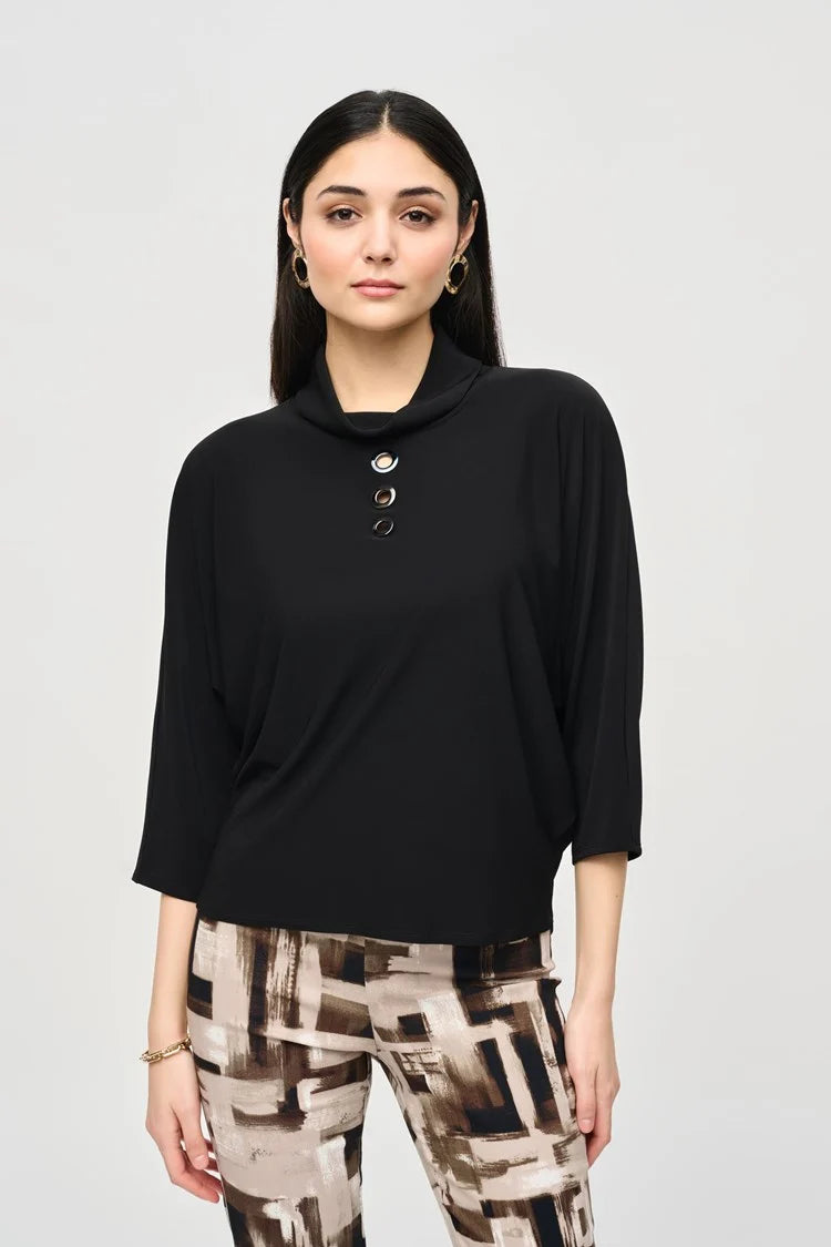 Silky Knit Boxy Top With Eyelets 243159