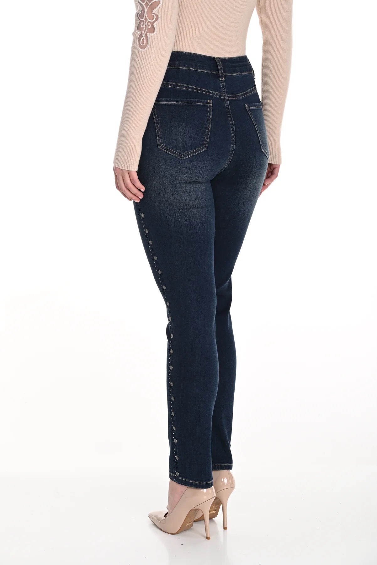 Dark Blue Jean With Side Embellishments 243493U