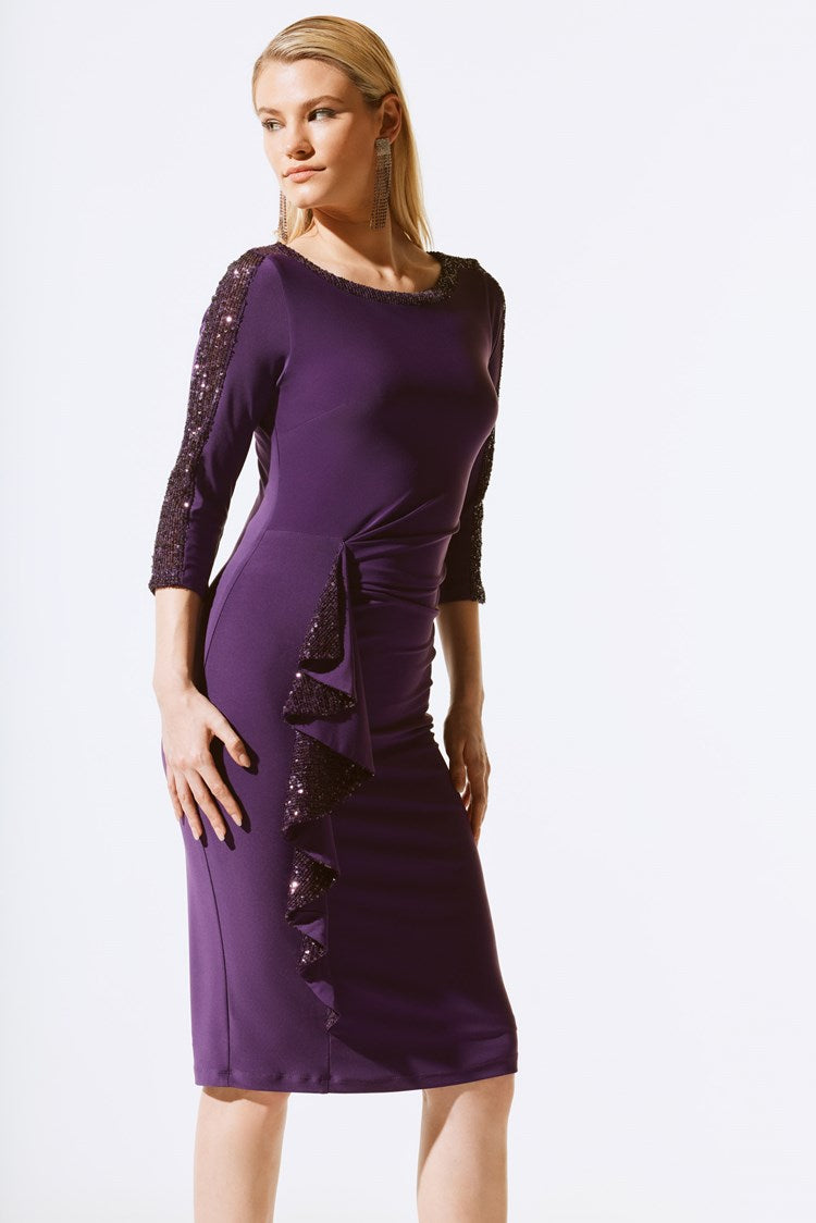 Silky Knit and Sequins Sheath Dress 243702