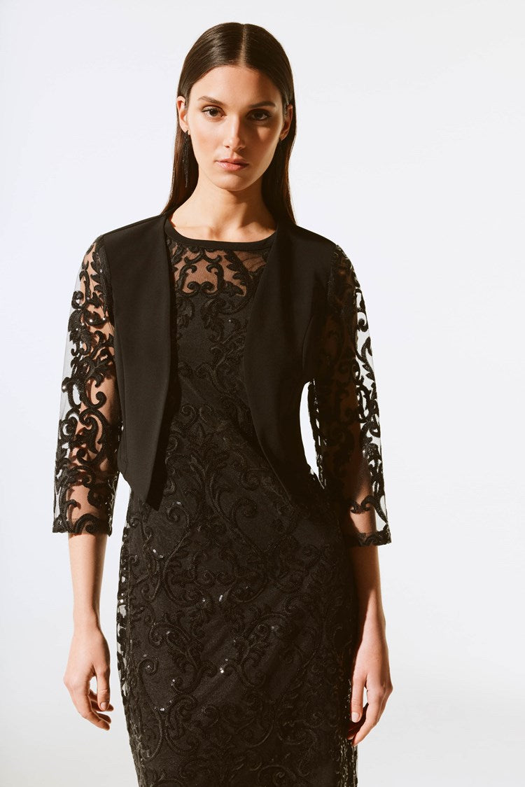 Silky Knit and Sequins Lace Bolero 243737