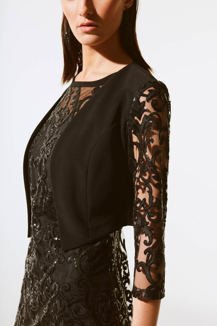 Silky Knit and Sequins Lace Bolero 243737