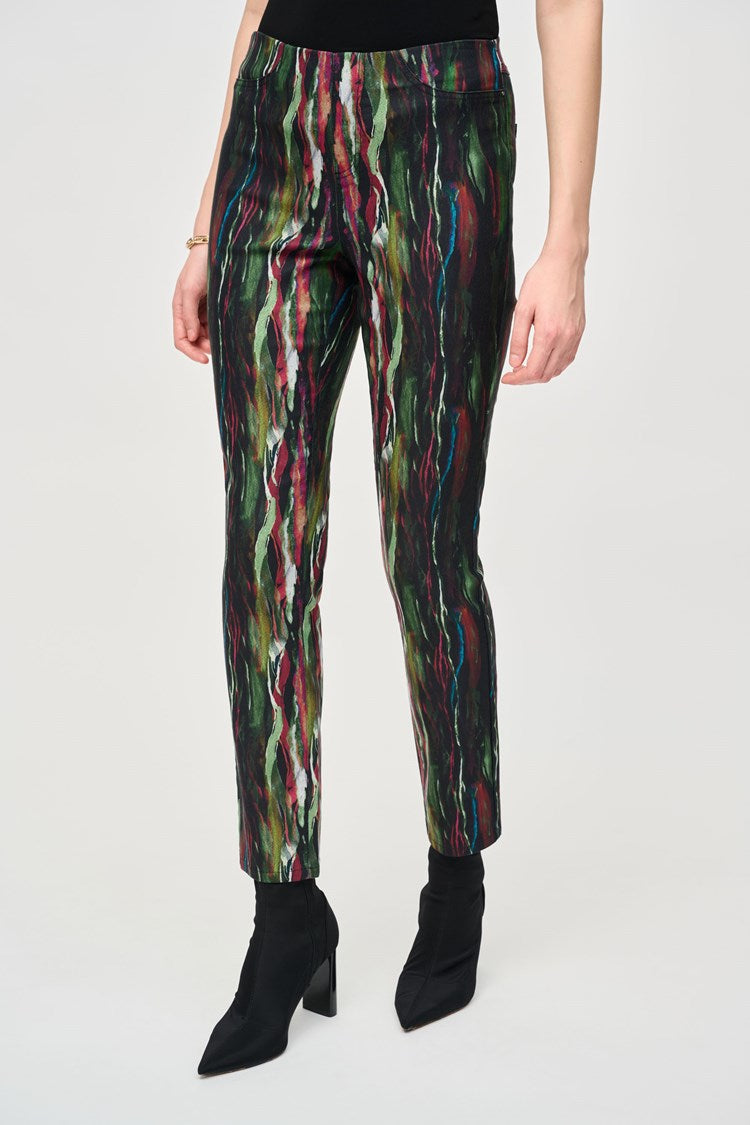 Abstract Print Classic Slim Pull-On Pants 243916