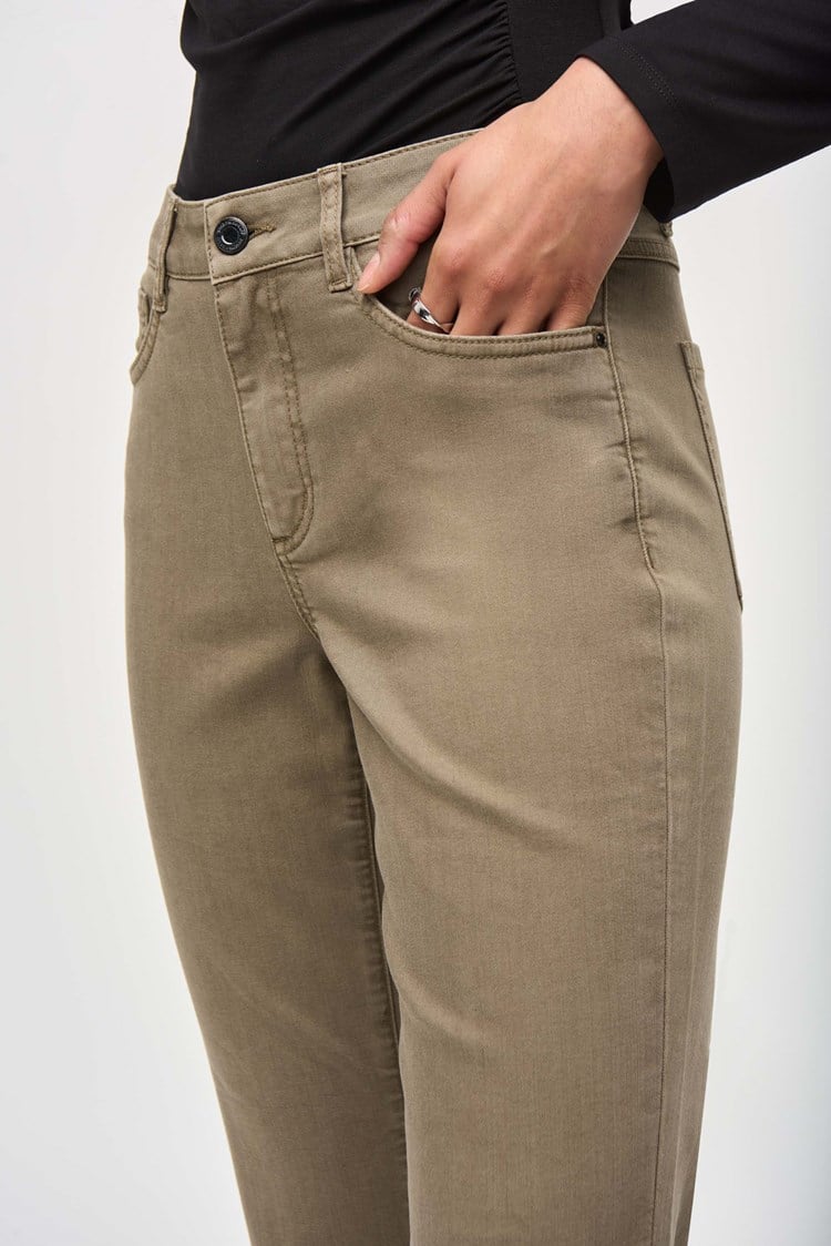 Denim Straight Pants With Frayed Hem 243964