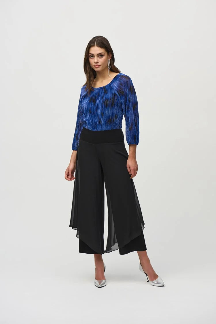 Chiffon and SIlky Knit Wide Leg Pants 244208