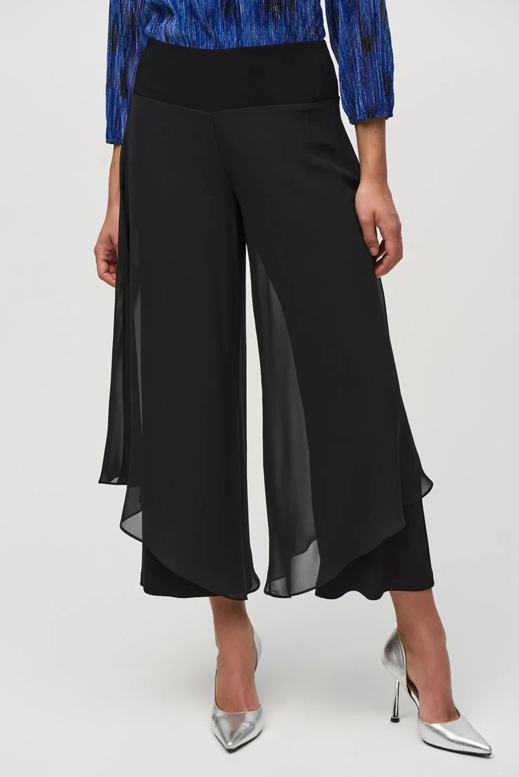 Chiffon and SIlky Knit Wide Leg Pants 244208