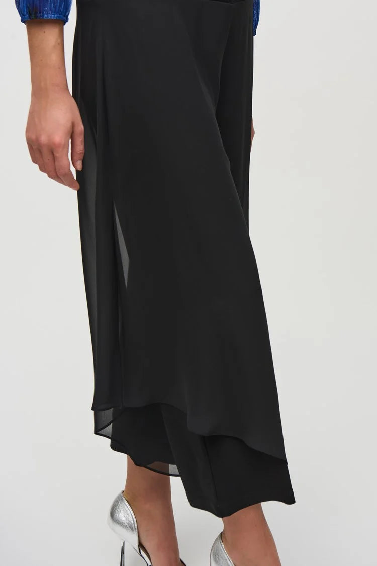 Chiffon and SIlky Knit Wide Leg Pants 244208