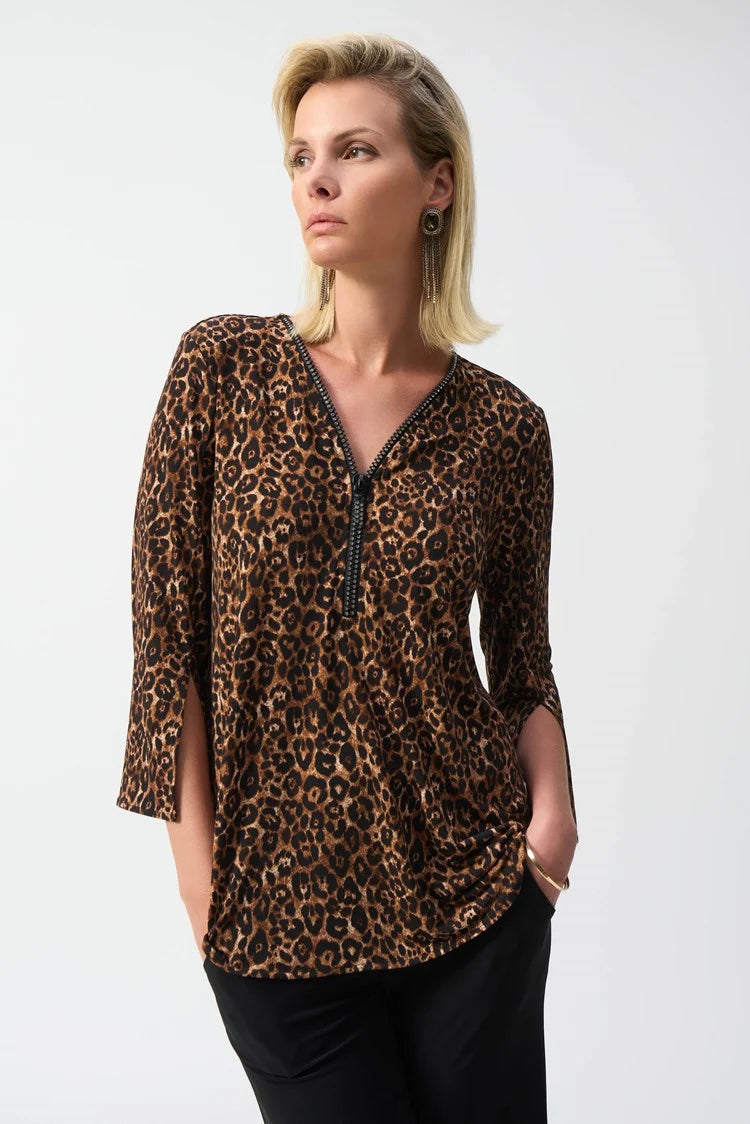 Silky Knit Animal Print Fit and Flare Tunic 244252