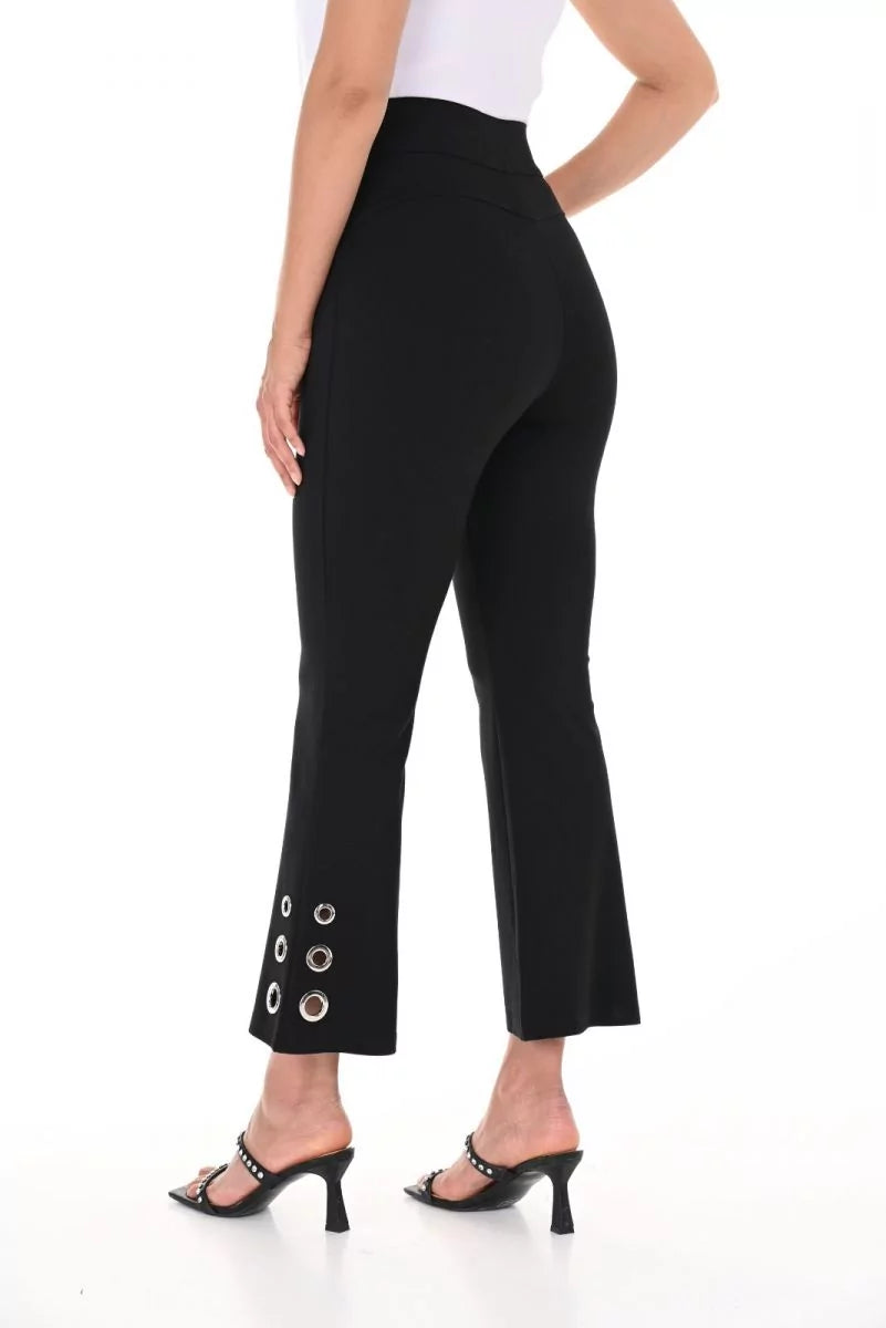 Black Spandex Ankle Pants with Rivot Detail 246201U