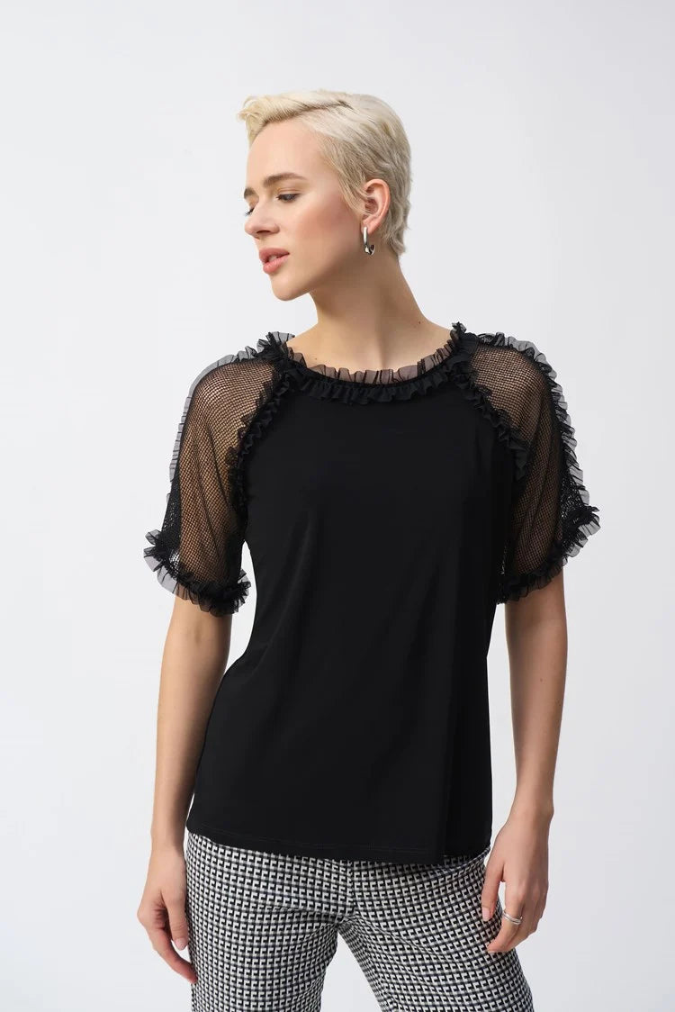 Silky Knit And Mesh Top 251054