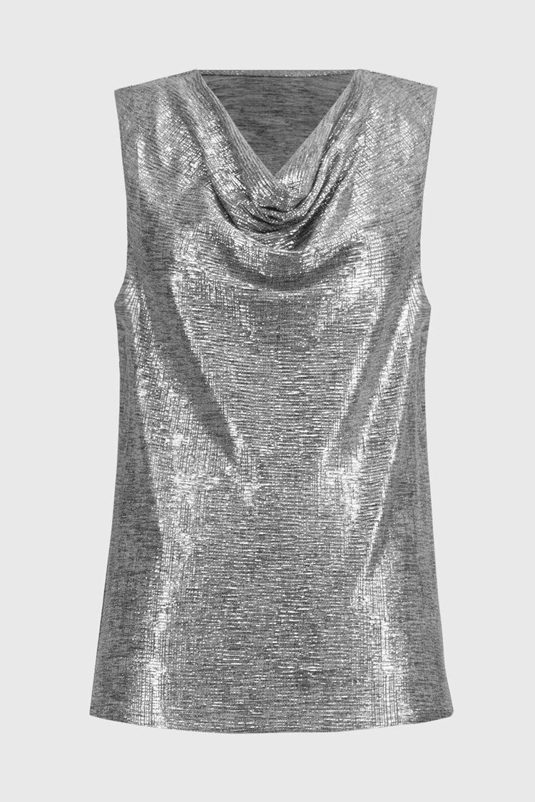 Foiled Melange Knit Sleeveless Top 251081