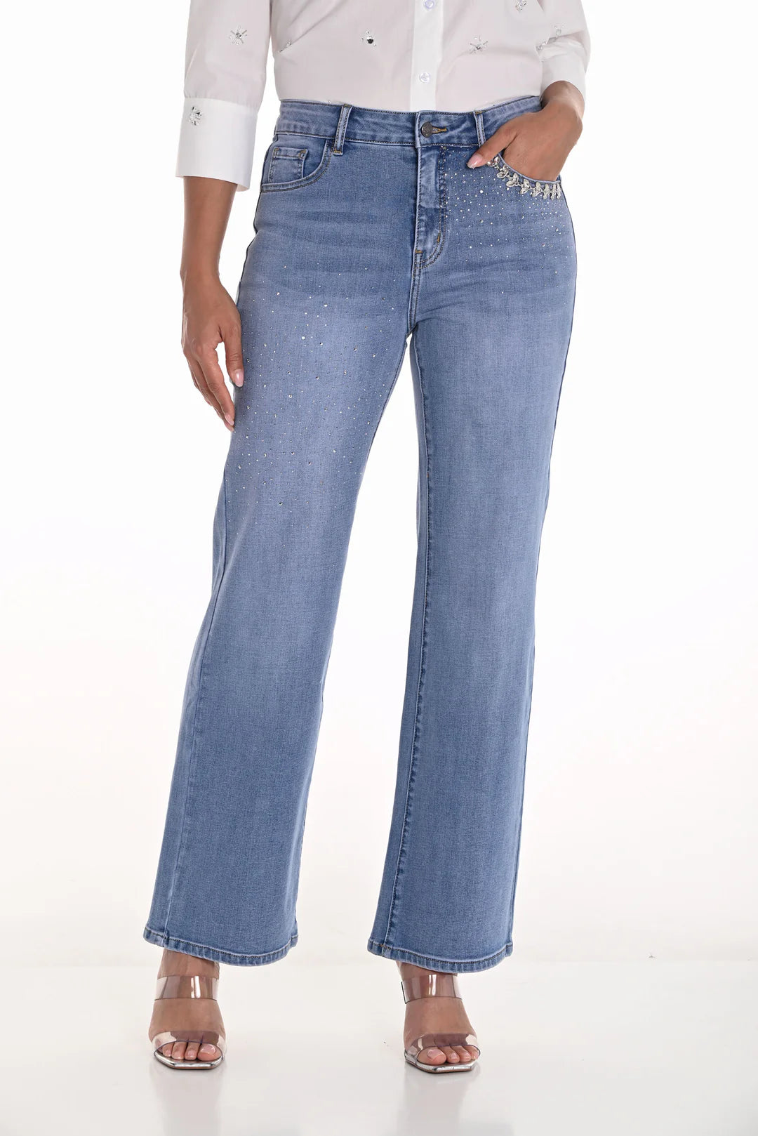 High-waisted Jewel Embellished Jeans Style 251501