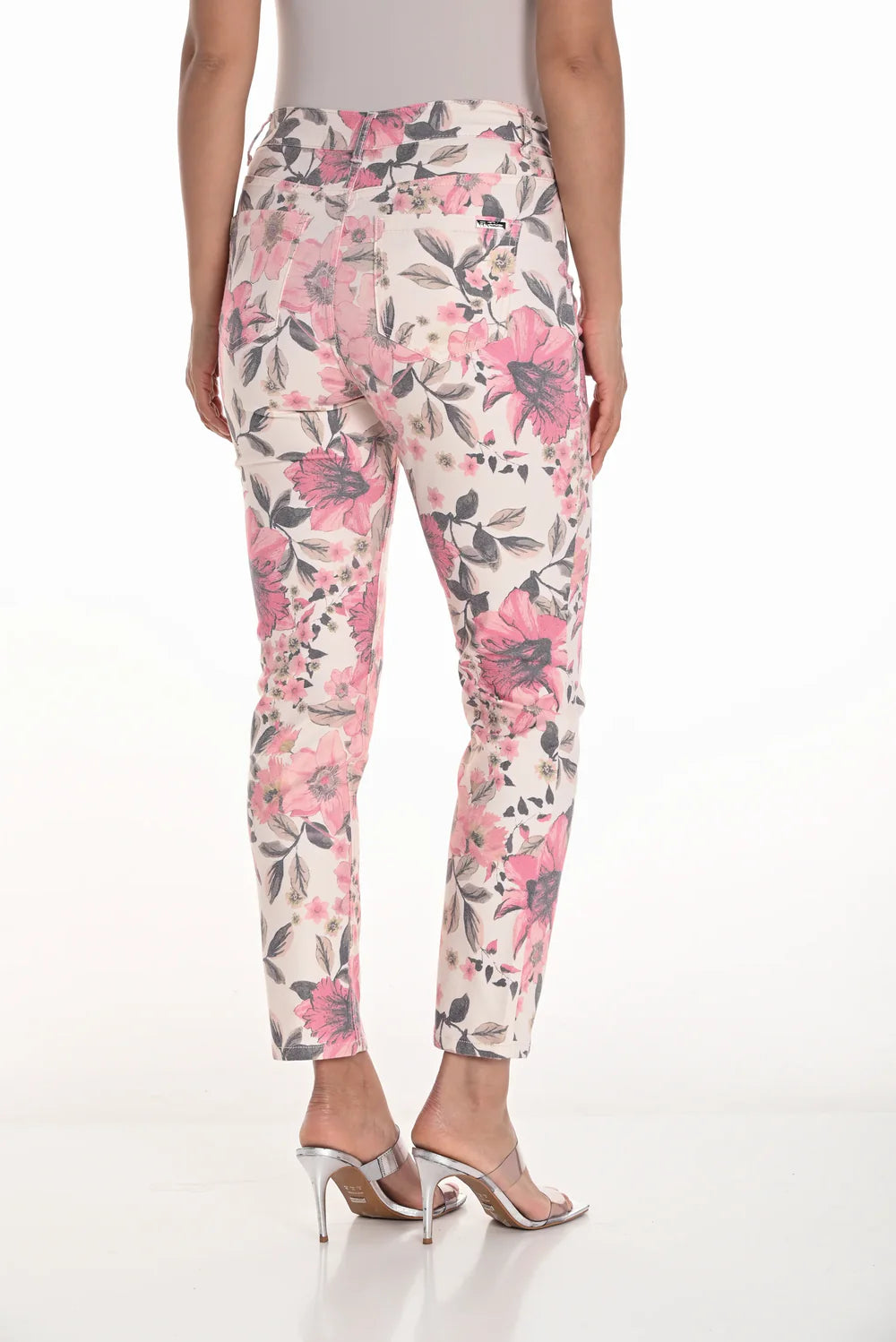Off-White/Pink Floral Print Jean- 251510