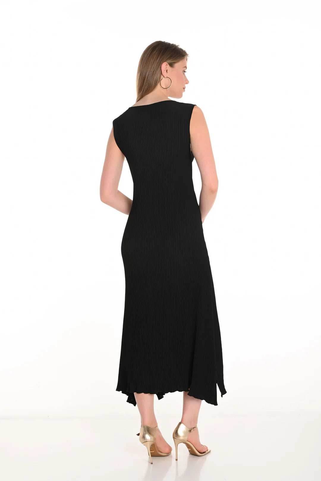 A-Line Sleeveless Black Dress 251547