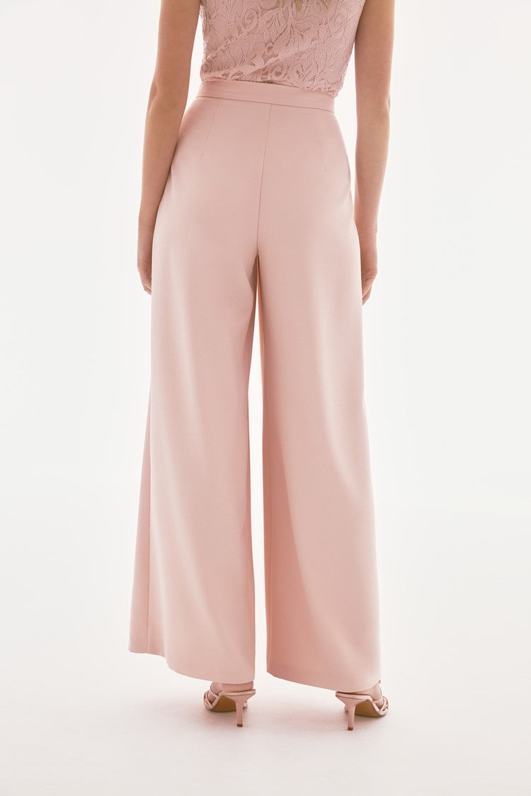 Woven Crepe High Waist Wide Leg Pants 251734