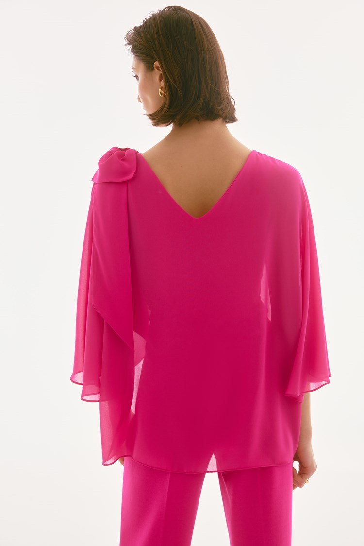 Chiffon and Silky Knit Poncho Top 251739