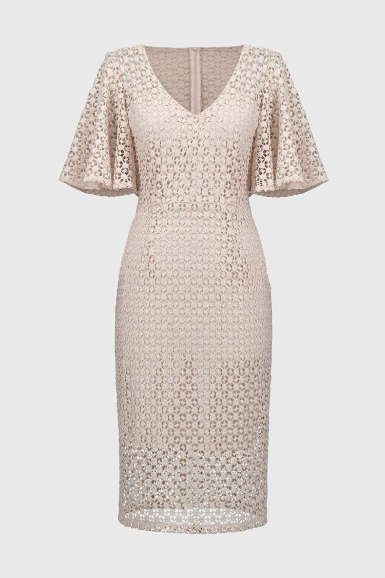 Guipure Lace Sheath Dress In Quartz 251744