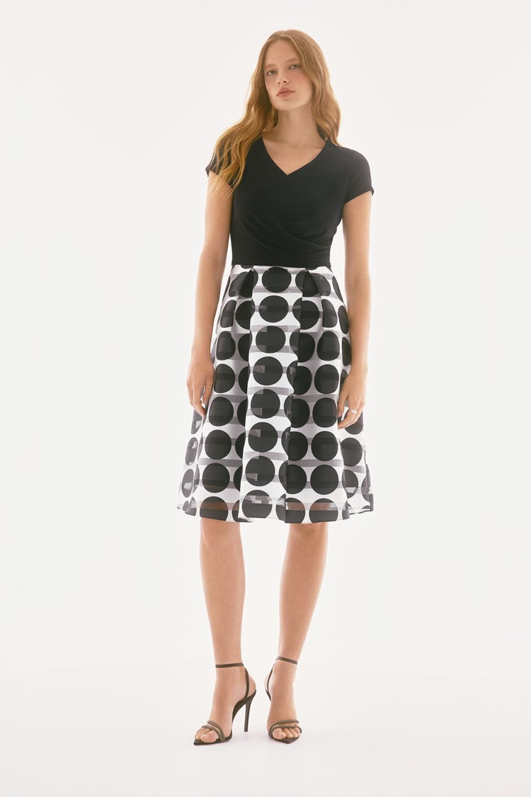 Silky Knit And Novelty Dot Full Skirt Dress 251754