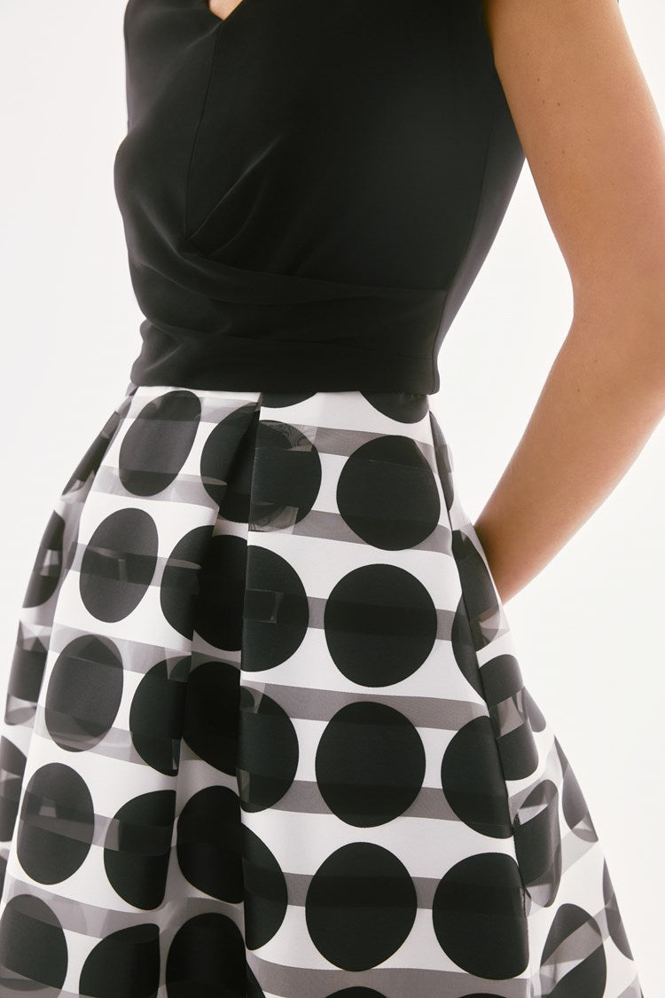 Silky Knit And Novelty Dot Full Skirt Dress 251754