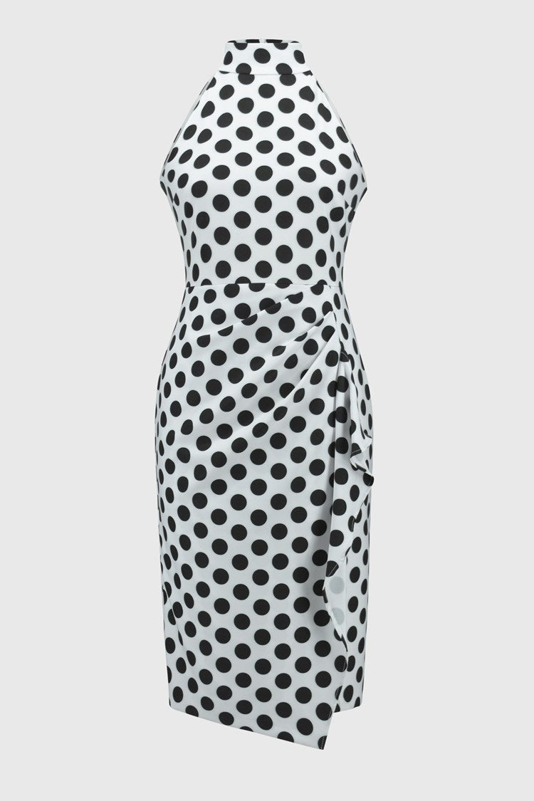 Lux Twill Dot Print Halter Dress 251759