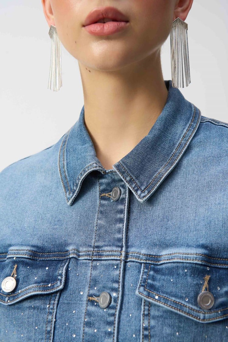 Stretch Denim Jacket with Embroidery 251953