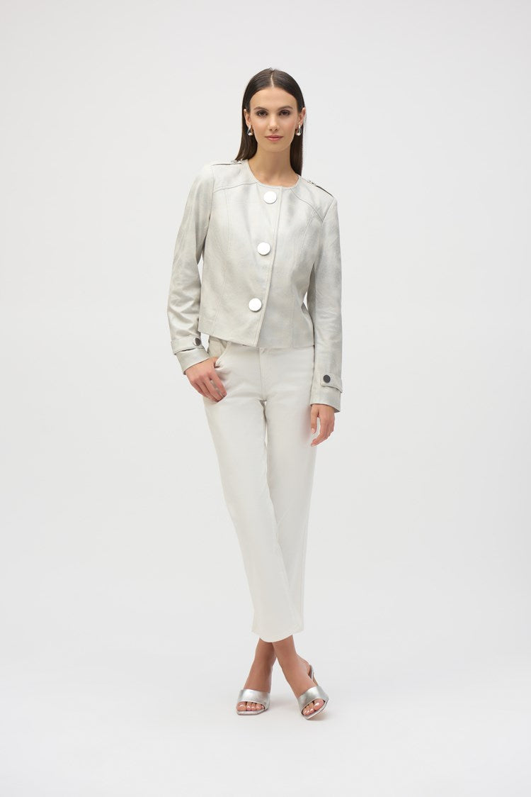 Foiled Faux Suede Boxy Jacket in Moonstone 252918