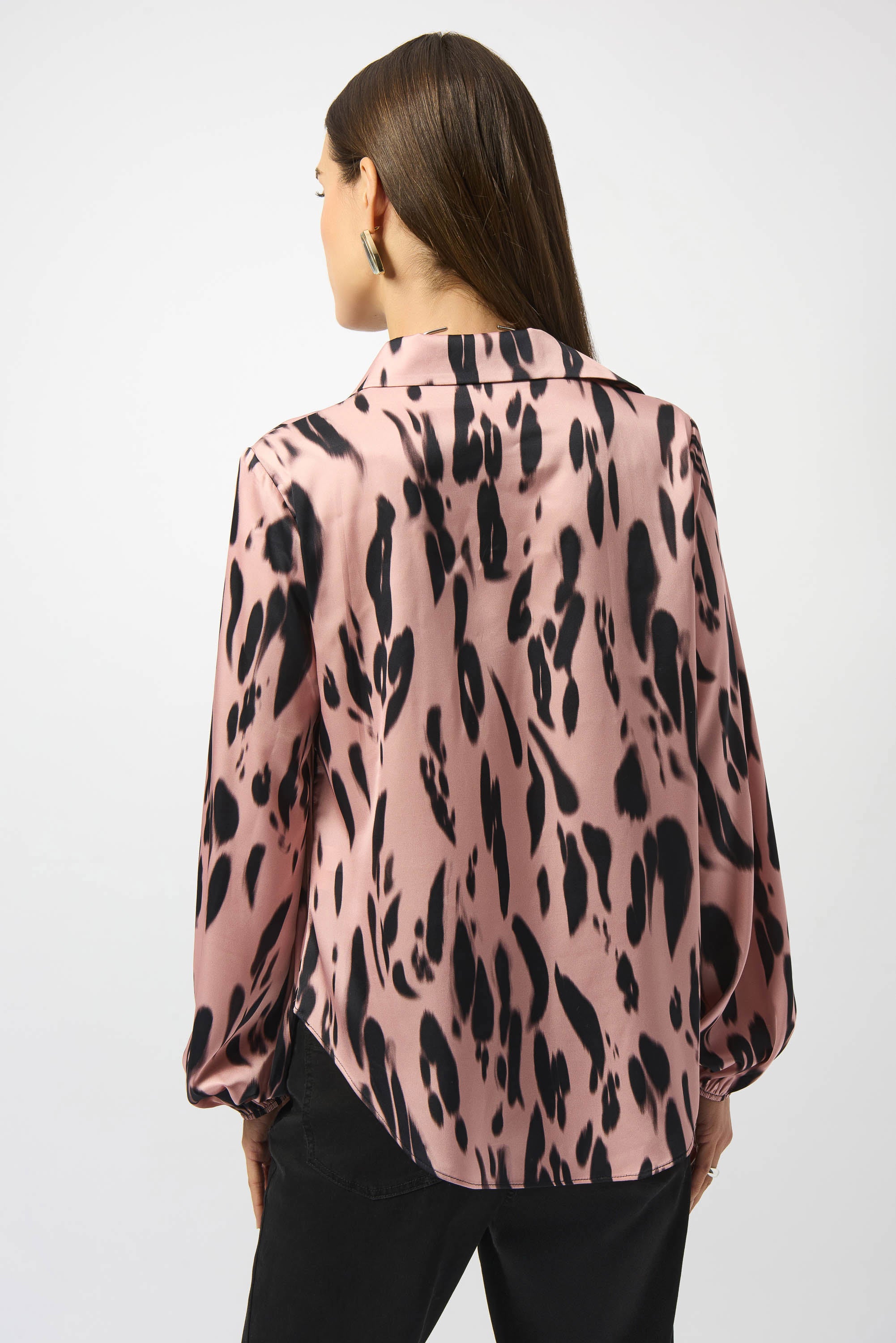 Recycled Satin Animal Print Draped Top 253059