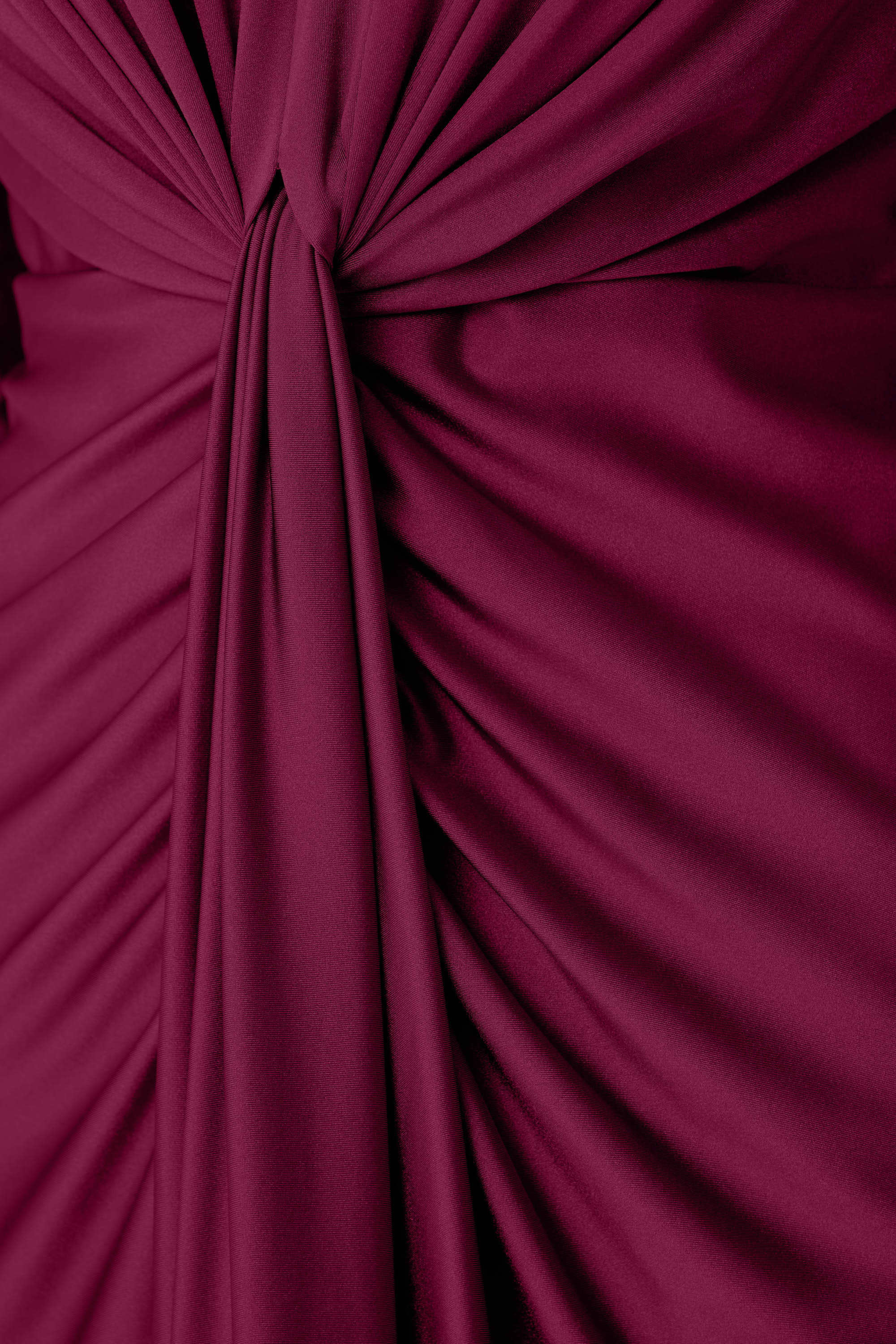 Satin Effect Knit Draped V-Neck Sheath Dress in Berry 253714