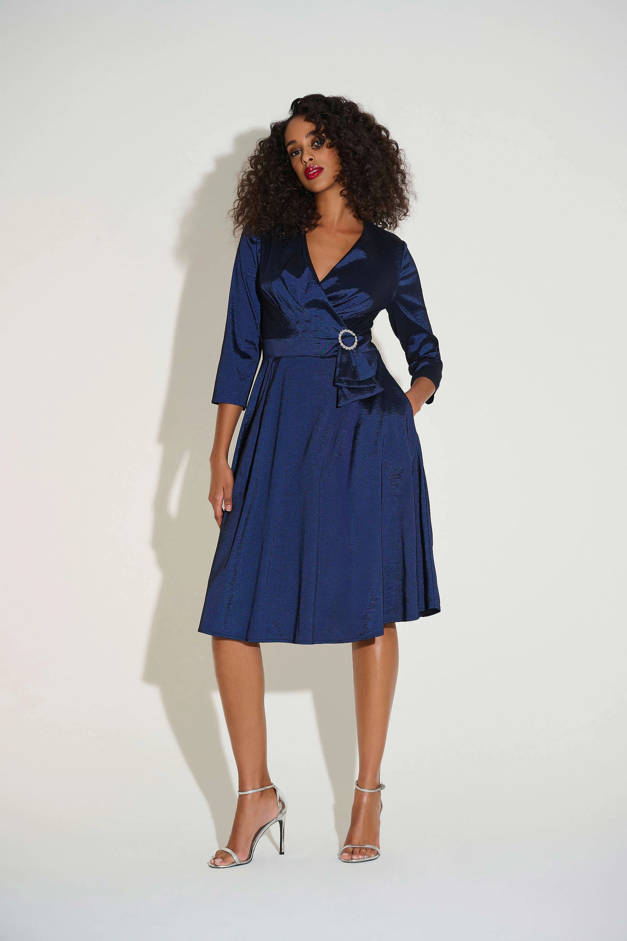 Stretch Taffeta Fit & Flare Dress 253777