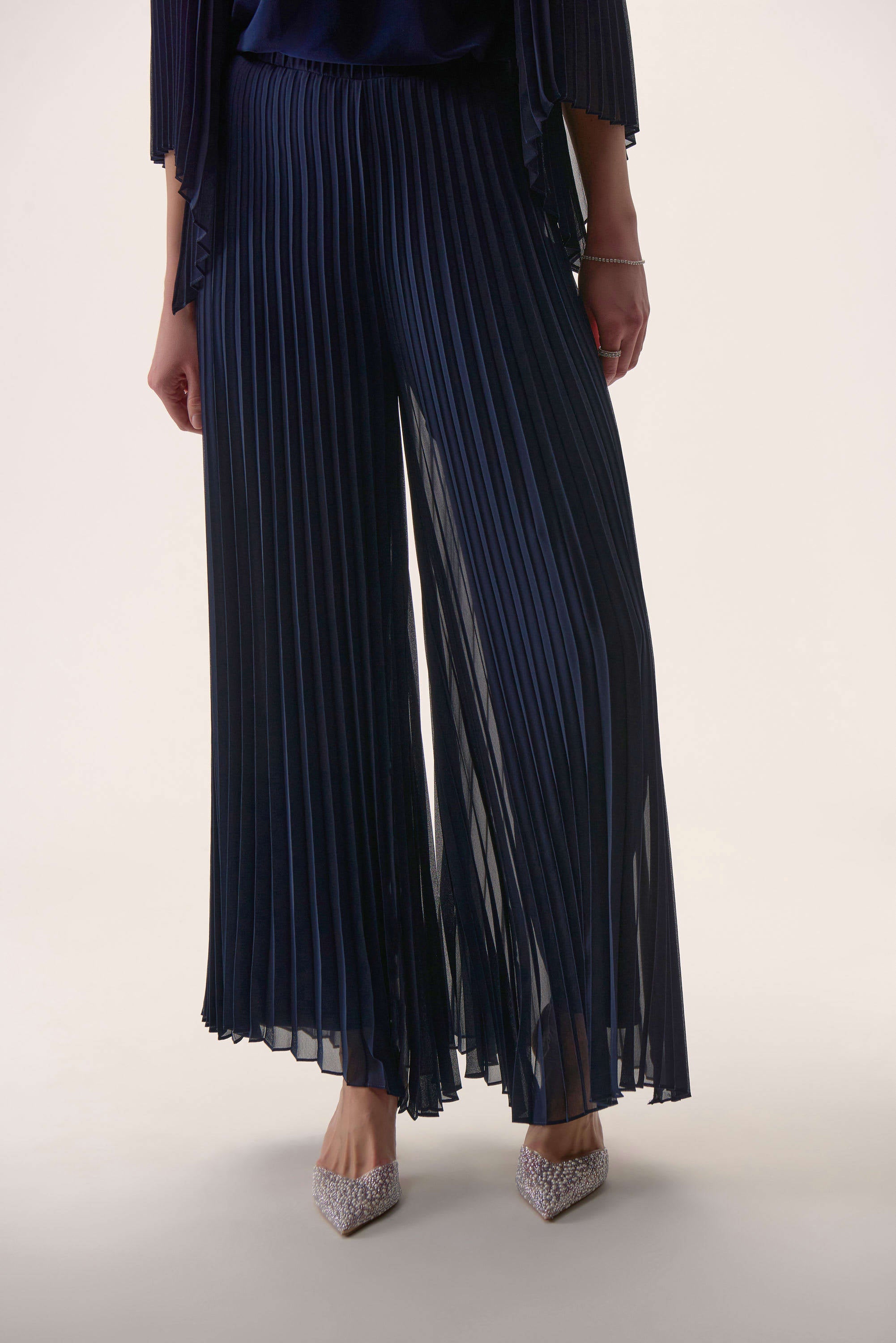 Pleated Chiffon Wide Leg Pants 254724