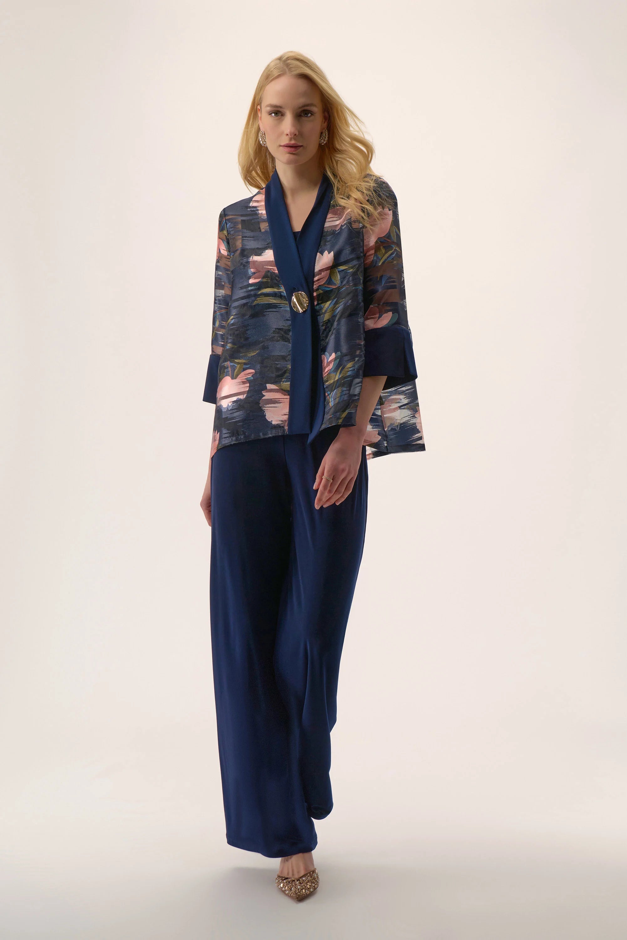 | Jacquard Organza Floral Print Swing Jacket 254729